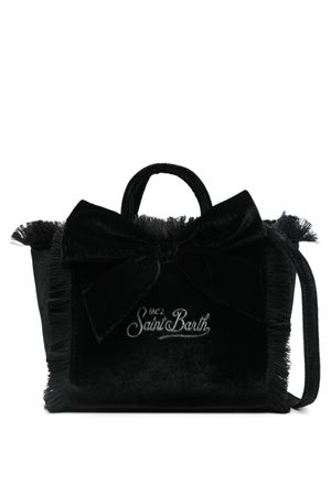 Mini Vanity black velvet handbag with bow SAINT BARTH KIDS | VAMI00701394G